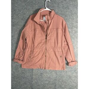 Old Navy Women's Jacket Size L Canvas Utility Style Pockets Waist‎ Drawstring